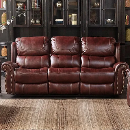 Dual Reclining Sofa with Nailhead Trim